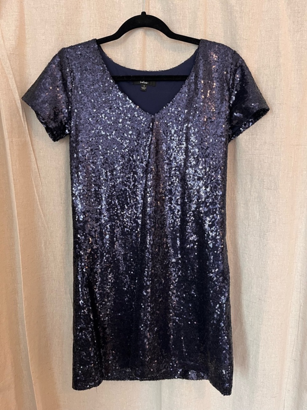 Lulu's Navy Sequin V-Neck Mini Dress